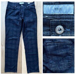 BRAX FEEL GOOD COOPER FANCY MEN’S GRAY PLAID PANTS sz 32W x 32L Lightweight